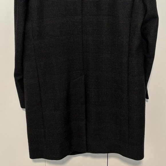 Brooks Brothers Grey Plaid Chesterfield Overcoat Topcoat, Wool, Velvet; M-L - Picture 5 of 16